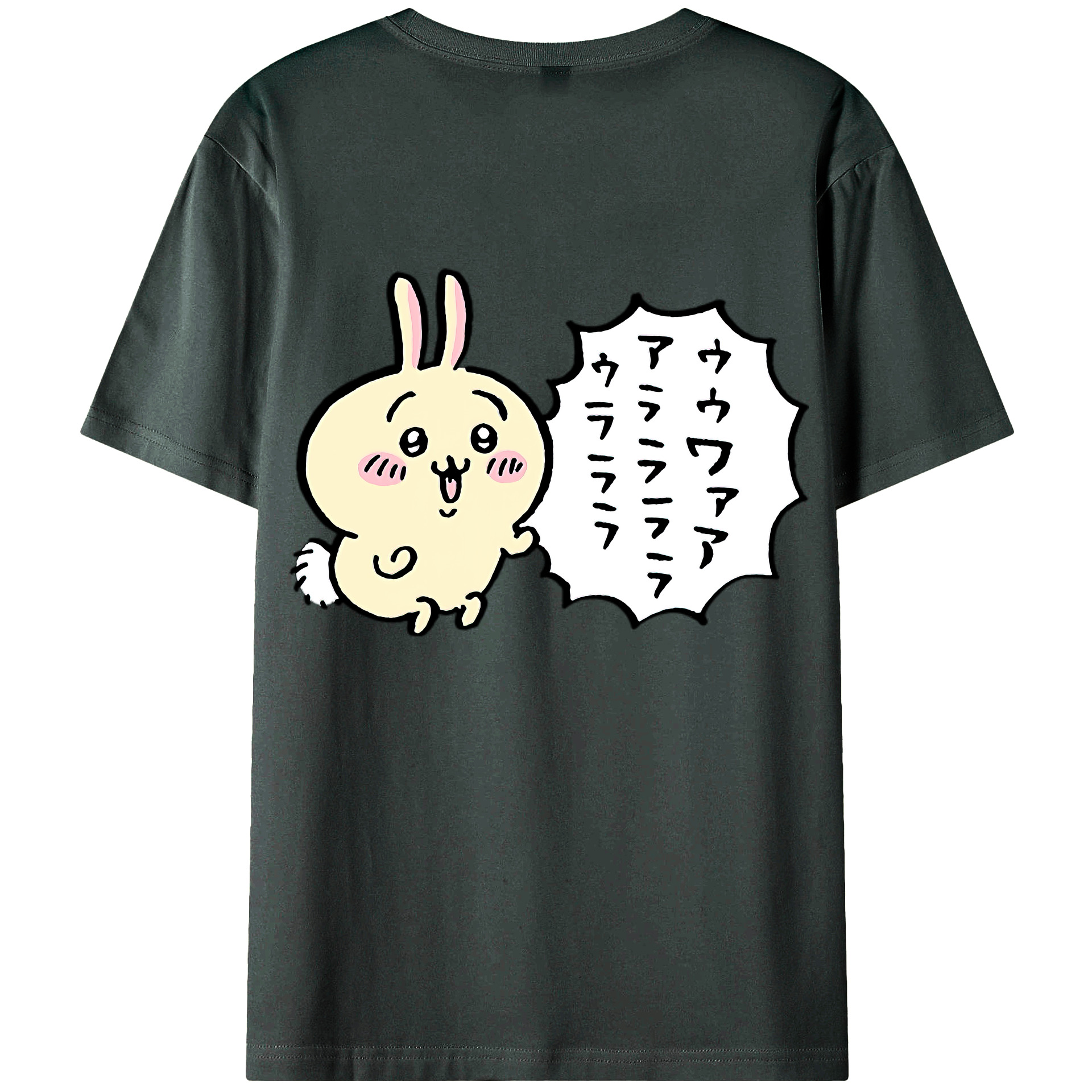 （画像用） ちいかわ うさぎ Chii-kawa usagi 綿100％ メンズ半袖Tシャツ（バックプリント） 通気性